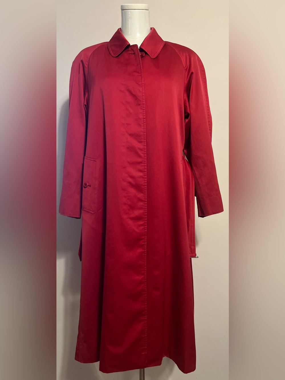 Burberrys Red Long Trench Coat